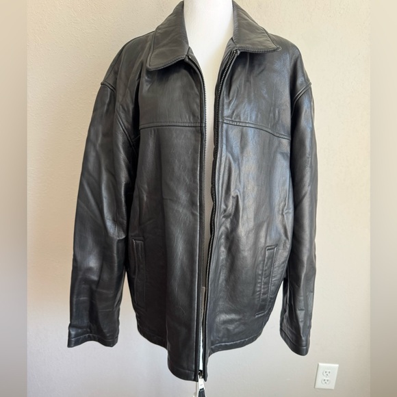 Vintage Dockers Black Lamb Leather Zip Up Jacket Mens XL Bikercore Edgy Grunge - Picture 7 of 9